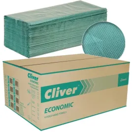 reczniki-skladane-cliver-economic-v-fold-1w-makulatura-zielone-20x200