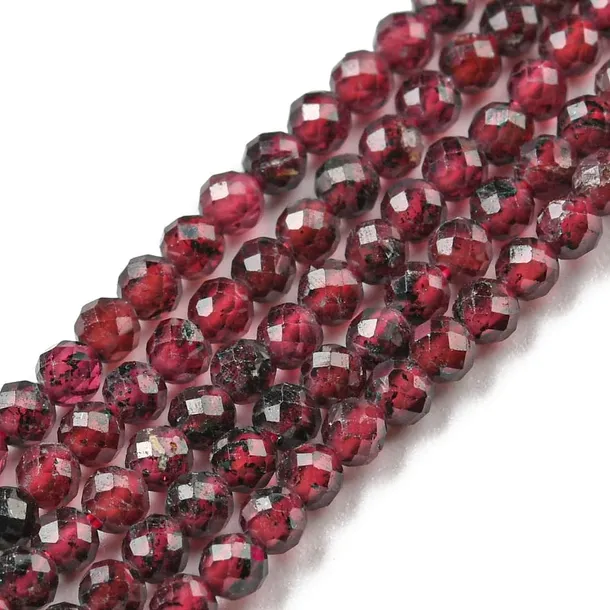 GNT01 Granat kamień naturalny fasetowany koraliki kule 2mm sznur 200szt