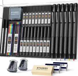 olowki-mechaniczne-wklady-grafitowe-kolorowe-gumki-etui-zestaw-do-rysunku