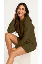 bluza-damska-oversize-modna-dresowa-sukienka-bawelniana-m-khaki
