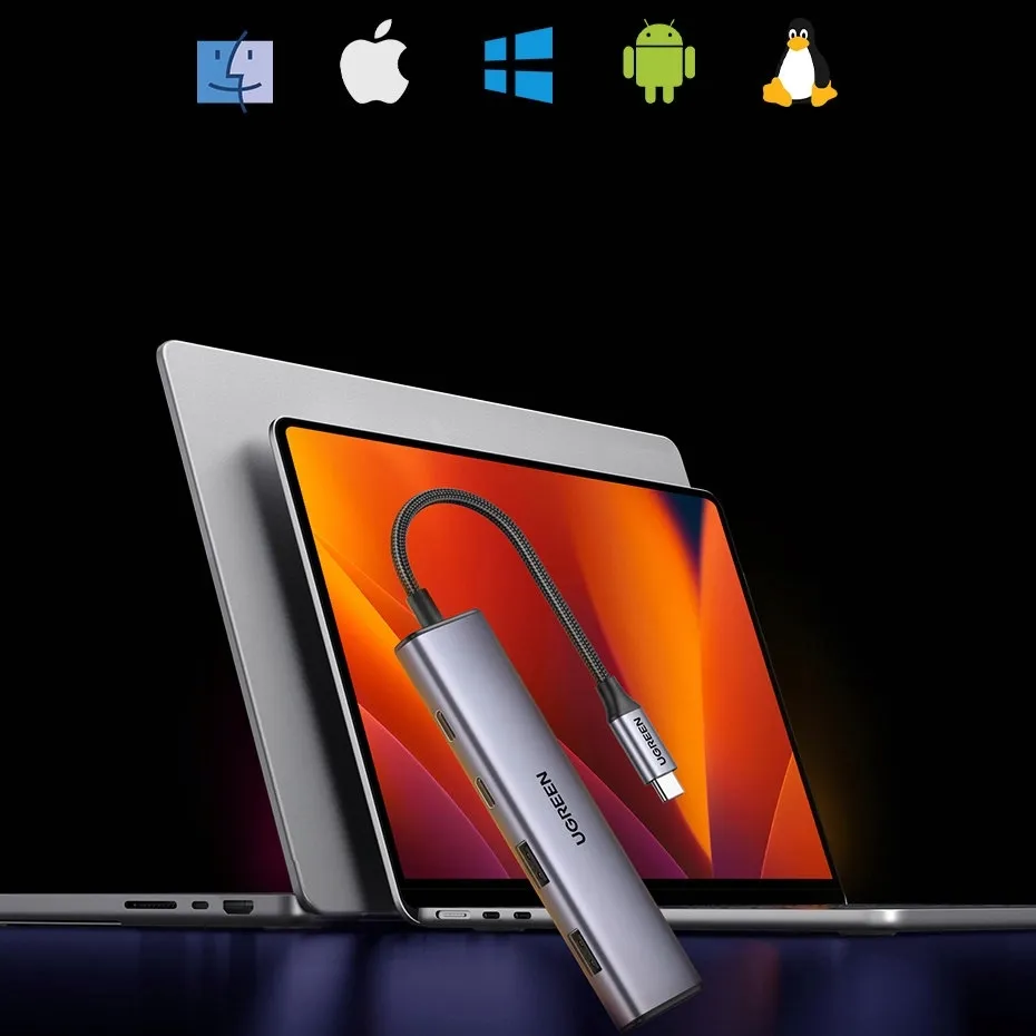 hub-adapter-portow-usb-c-2x-usb-a-2x-usb-c-20cm-szary