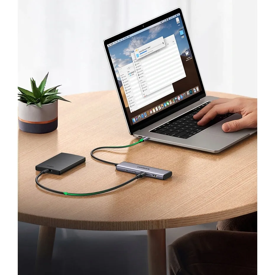 hub-adapter-portow-usb-c-2x-usb-a-2x-usb-c-20cm-szary