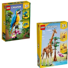 lego-creator-3w1-31150-31136-dzikie-zwierzeta-z-safari-egzotyczna-papuga