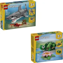 lego-creator-3w1-31381-31377-grozny-rekin-zolw-i-kwiat-lilii-wodnej
