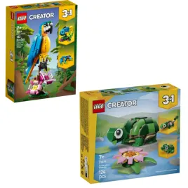 lego-creator-3w1-31377-31136-zolw-i-kwiat-lilii-wodnej-egzotyczna-papuga