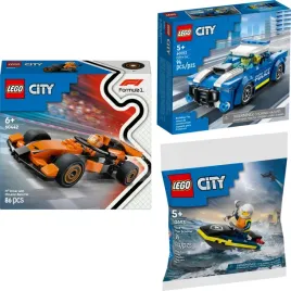 zestaw-lego-city-3w1-radiowoz-60312-skuter-policyjny-30693-mclaren-f1-60442