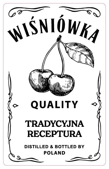 naklejki transparentne WIŚNIÓWKA etykiety przeźroczyste 2 szt WIŚNIOWÓDKA