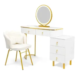 toaletka-kosmetyczna-100cm-z-lustrem-led-3-barwy-szafka-5-szuflad-biala