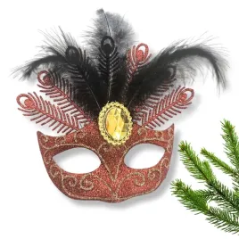 zawieszka-dekoracyjna-maska-wenecka-czerwona-bombka-choinkowa-brokatowa