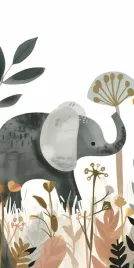 plakat-50x100cm-delikatny-slon-w-ogrodku