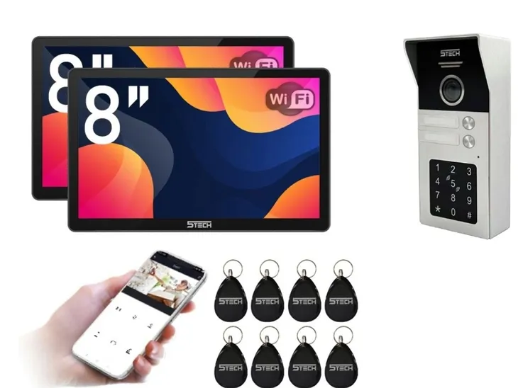 Wideodomofon 2-żyłowy Cyfrowy WiFi FHD 8" 2xVirgo One PLUS(B)/82225-2