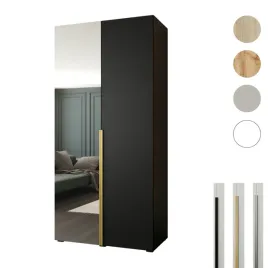 szafa-otwierana-100x60x237-czarna-z-lustrem-styl-premium-cichy-domyk
