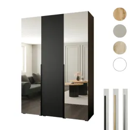 szafa-otwierana-150x60x237-czarna-z-lustrami-styl-premium-cichy-domyk