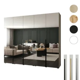 szafa-otwierana-250x60x237-kaszmir-lustro-pelne-styl-premium-cichy-domyk