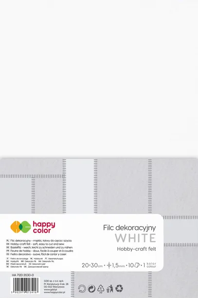 FILC DEKORACYJNY 20X30 CM 10 ARK. BIAŁY HAPPY COLOR