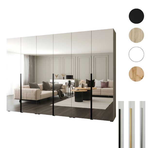 Szafa otwierana 300x60x237 Kaszmir Lustro pełne– STYL PREMIUM - CICHY DOMYK