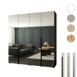 szafa-otwierana-200x60x209-czarna-z-lustrem-styl-premium-cichy-domyk