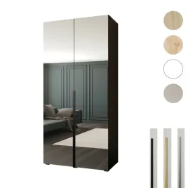 szafa-otwierana-100x60x237-czarna-z-lustrami-styl-premium-cichy-domyk