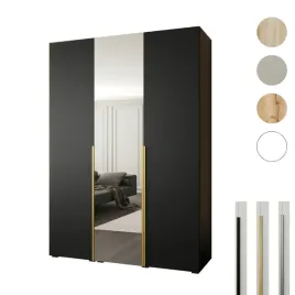 szafa-otwierana-150x60x237-czarna-z-lustrem-styl-premium-cichy-domyk