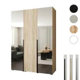 szafa-otwierana-150x60x237-dab-sonoma-z-lustrami-styl-premium-cichy-domyk