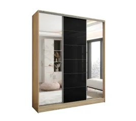 szafa-przesuwna-3d-200x250-dab-sonoma-lacobel-czarny-polysk-2xlustro-wysoka