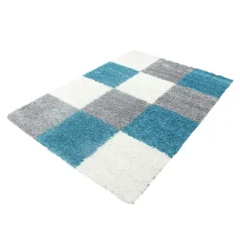 dywan-do-salonu-shaggy-kwadraty-turkusowy-80x150