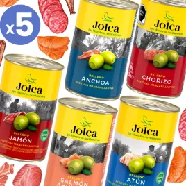 5x-mix-oliwki-hiszpanskie-zielone-z-nadzieniem-miesnym-rybnym-400g-jolca