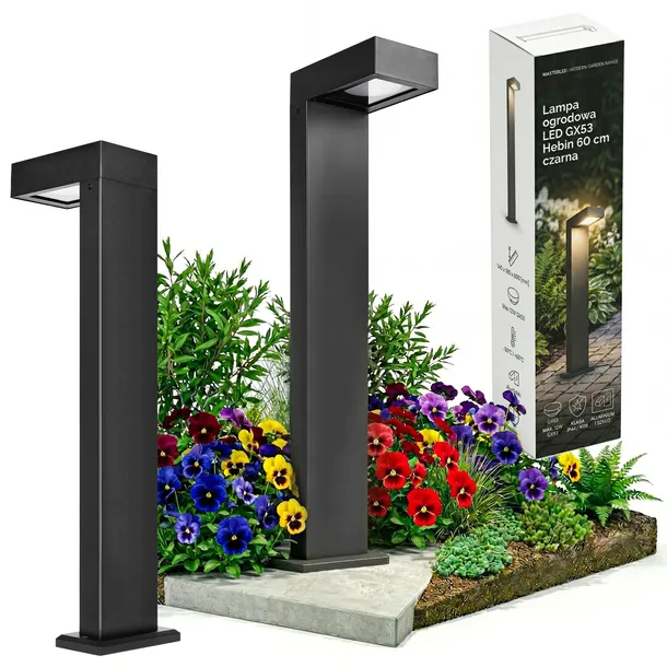 Lampa Stojąca Ogrodowa SŁUPEK 60cm zewnętrzna GX53 LED czarna