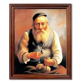 portret-zyda-z-pieniazkiem-zyd-na-szczescie-obraz-rama-brazowa-na-prezent