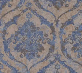 tapeta-efektowny-ornament-niebiesko-bezowy-na-flizelinie-glamour
