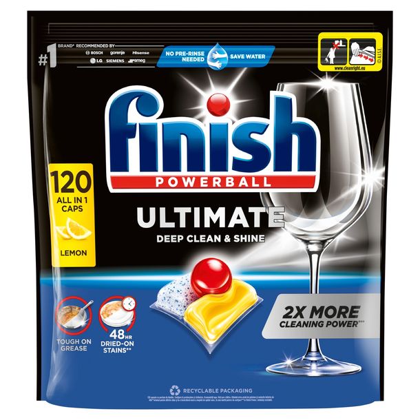 Kapsułki do zmywarki Finish Ultimate Powerball All in1 lemon cytryna 120szt