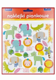 naklejki-piankowe-dekoracyjne-zwierzeta-slonie-lwy-zyrafy-24-sztuki