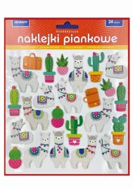 naklejki-piankowe-dekoracyjne-zwierzeta-lamy-kaktusy-24-sztuki