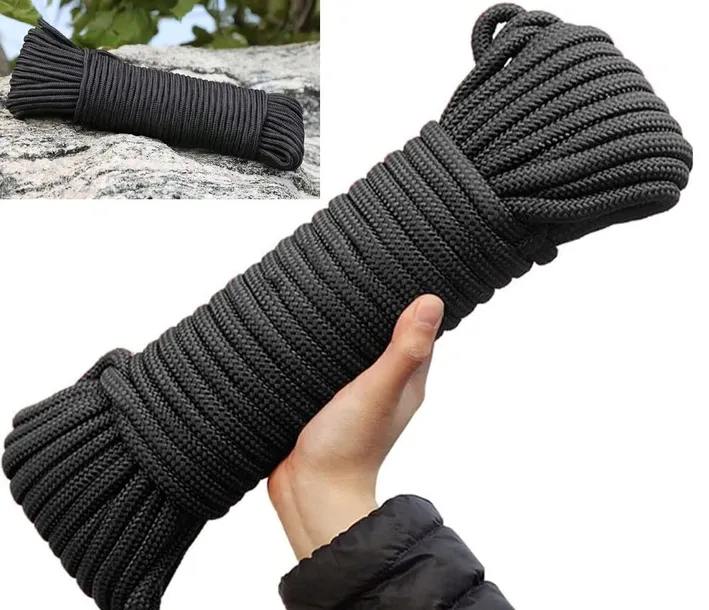 Mocna Linka Paracord Sznurek 30m/100ft Survival Outdoor Nylon CZARNA