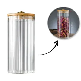 cukiernica-szklana-ryflowana-1150ml-dla-kuchni-z-bambusowa-pokrywka-przez
