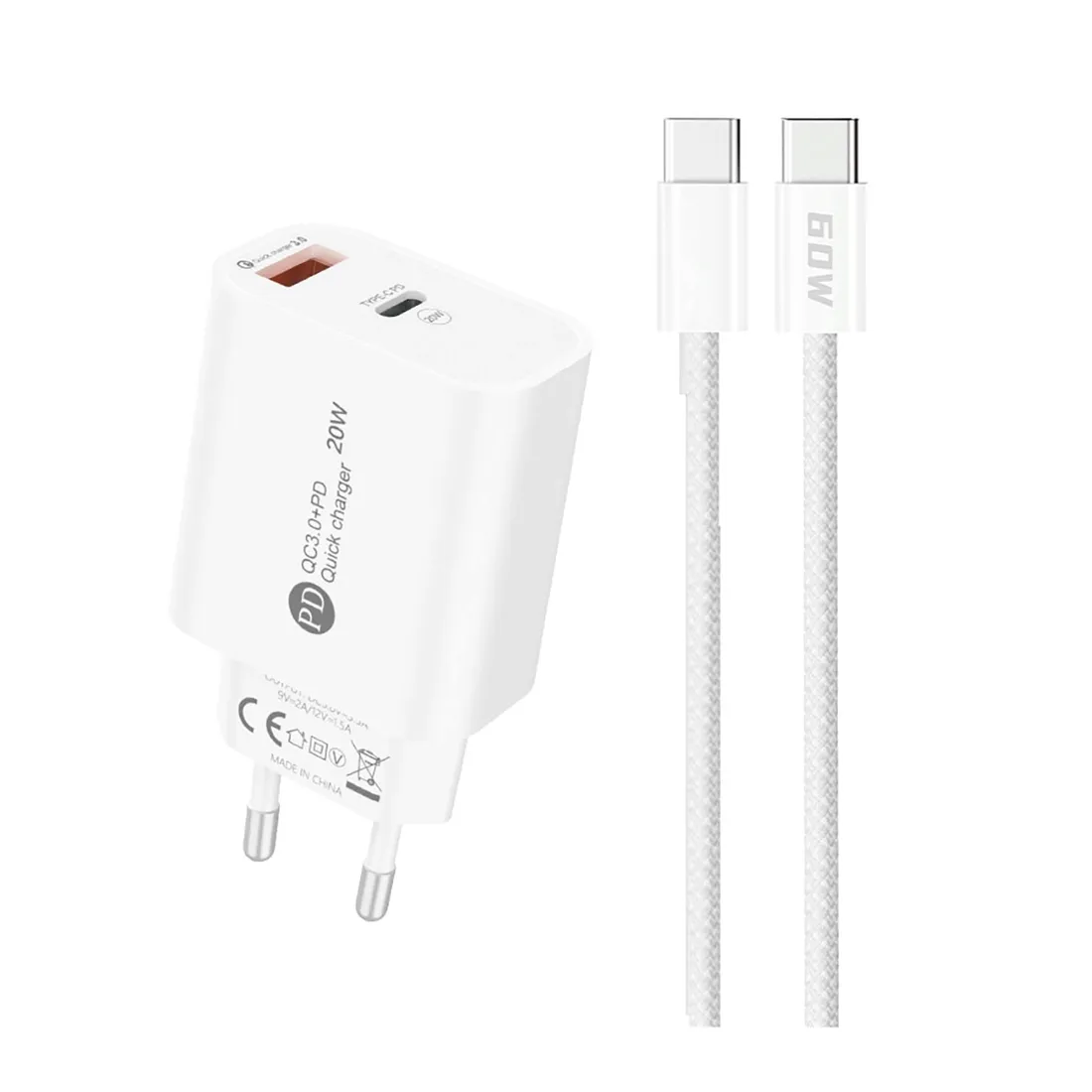 ladowarka-sieciowa-20w-usb-a-usb-c-z-kablem-usb-c-1m-biala-marka-hurtel