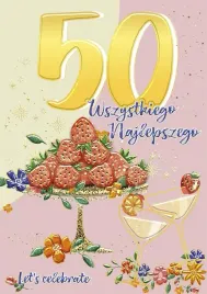 karnet-a5-urodziny-50-patera-z-truskawkami