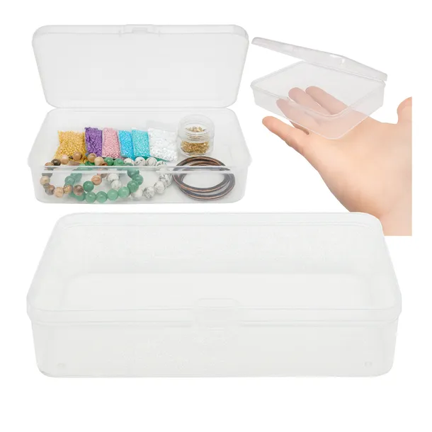 Prostokątne Pudełko Plastikowe 10,4x7,5x2,5cm Organizer Zamykany Pudełeczko