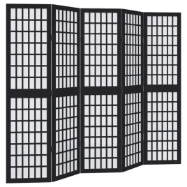 parawan-pokojowy-5-panelowy-czarny-lite-drewno-paulowni