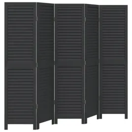 parawan-pokojowy-5-panelowy-czarny-lite-drewno-paulowni