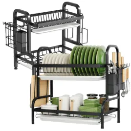 suszarka-ociekacz-do-naczyn-organizer-kuchenny-dwupoziomowa-42-cm-czarna