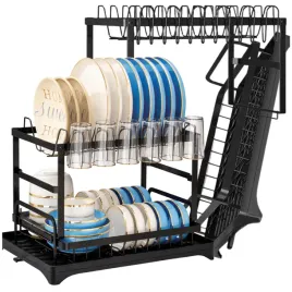 suszarka-do-naczyn-organizer-kuchenny-ociekacz-dwupoziomowy-czarny-42-cm