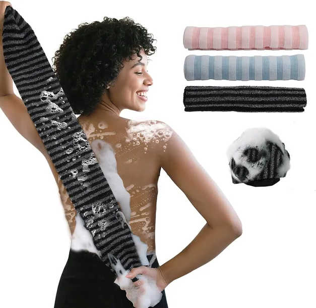 MYJKA RĘCZNIK DO MASAŻU PEELINGU ZŁUSZCZANIA PLECÓW CIAŁA 100CM 3 SZTUKI