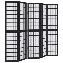 parawan-pokojowy-5-panelowy-czarny-lite-drewno-paulowni