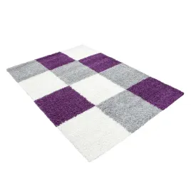 dywan-nowoczesny-shaggy-kwadraty-fioletowo-kremowy-lite-80x250-cm