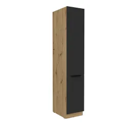 wysoka-szafka-kuchenna-adel-komin-z-polkami-210x40cm-czarny-i-dab-artisan