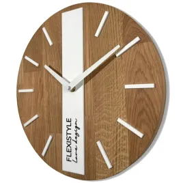 zegar-scienny-drewniany-do-salonu-cichy-dab-klasyk-30cm-bialy