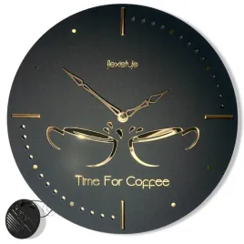 zegar-kuchenny-zlote-filizanki-okragly-cichy-3d
