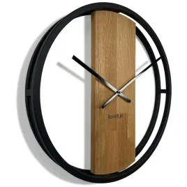 zegar-scienny-drewniany-debowy-loft-oval-metal-50cm-cichy-do-salonu