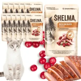 mokra-karma-dla-kota-kaczka-z-zurawina-bezzbozowa-premium-shelma-12x85g